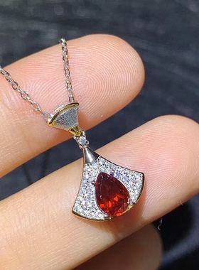 天然石榴石时尚款风小红裙锁骨链