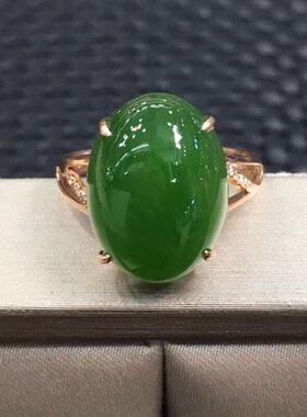 天然和田玉纯银镶嵌活口大气戒指