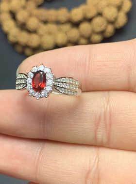 活口戴妃石榴石戒指新款特价促销