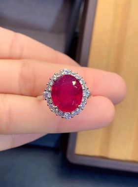 纯银镀18k高端大气风红宝石戒指