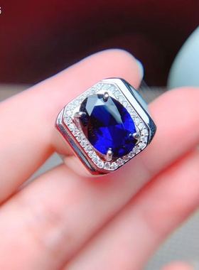 高端大气风坦桑石活口男士戒指