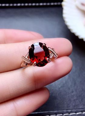 天然礼物时尚风大气石榴石戒指