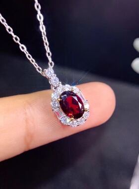 925银戒指耳钉天然石榴石项链