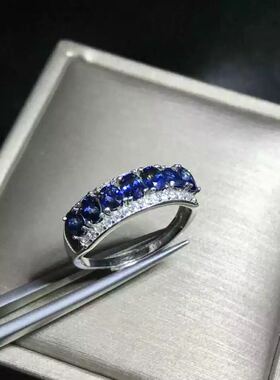 925银镀18k斯里兰卡蓝宝石戒指