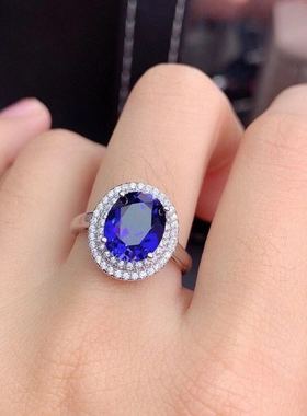 纯银蓝宝石项链耳环戒指