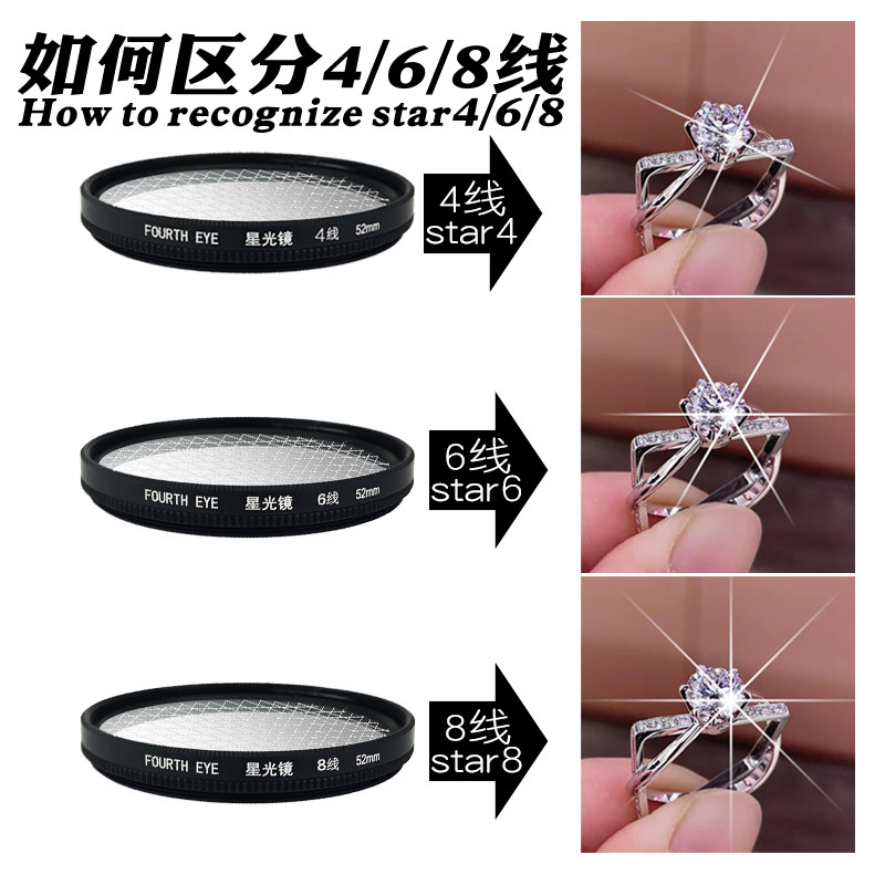 67mm/52mm手机夹子星光星芒镜star直播珠宝钻石婚纱 适用苹果安卓