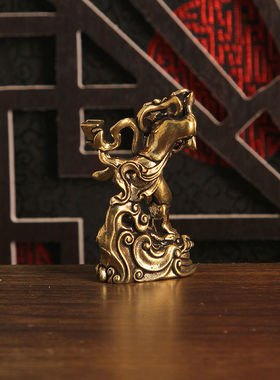 新款黄铜实心创意复古魁星点斗摆件魁星踢斗桌面装饰铜器工艺品