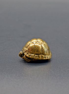 纯黄铜办公室乌龟摆件饰品玄武镇纸富甲天下乌龟复古手把件