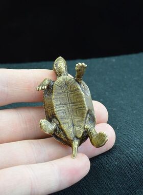 纯铜长寿龟铜乌龟把玩件茶宠书房镇纸实心黄铜复古中式古典铜摆件