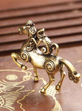 马上封侯猴摆件马上有钱猴 小铜马骑猴马 马到成功 黄铜桌面工艺