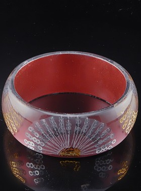 树脂金银色亮片潮孔雀开屏潮手镯