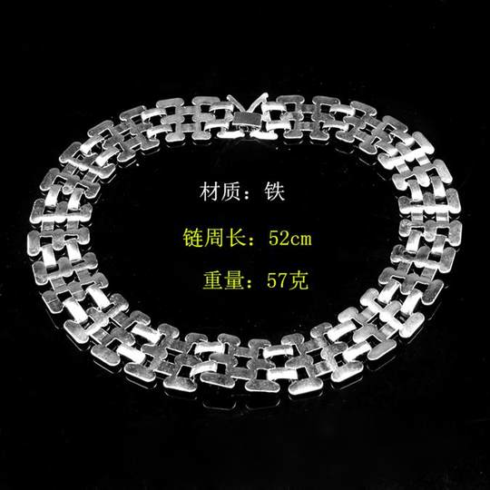 银色金属串联方格时尚民族风个性化项链女男装饰品道具挂链毛衣链