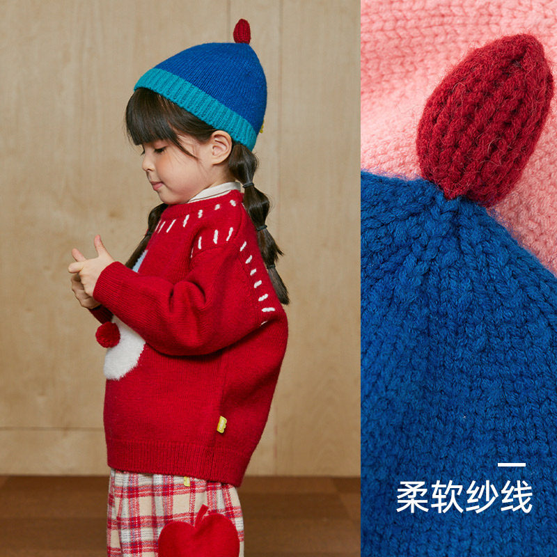 papa爬爬冬季儿童帽子男女童尖尖撞色毛线帽柔软舒适保暖,淘宝优惠券,粉丝福利购,淘宝优惠卷