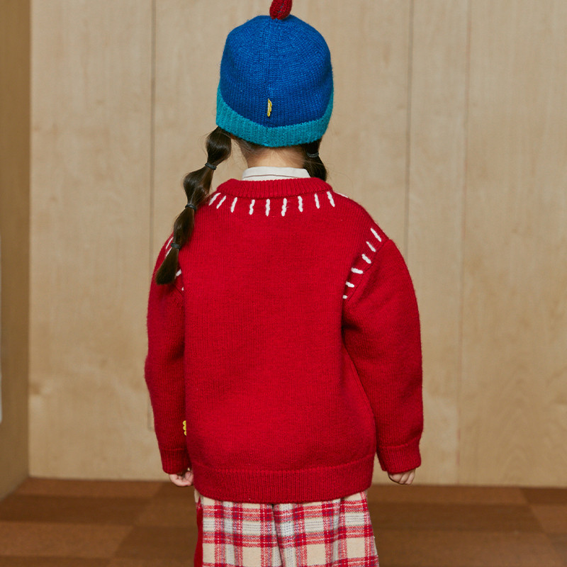 【新年】papa爬爬冬季儿童毛衣男女童加厚红色抗起球抗静电针织衫,淘宝优惠券,粉丝福利购,淘宝优惠卷