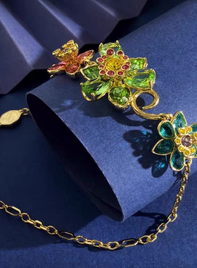 网红同款手链女彩色花朵水晶手镯不规则璀璨多巴胺花瓣生日礼物