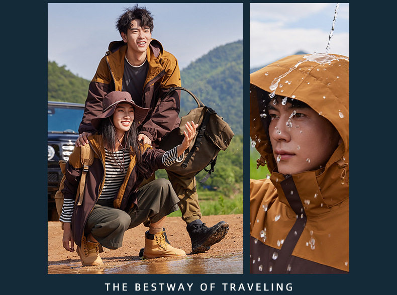 阿珂姆冲锋衣男女同款三合一抓绒内胆防风防雨两件套登山防水外套 - 图0