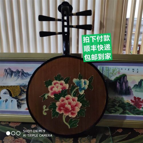 民族乐器月琴彩绘家居挂件摆件复古京剧初学入门大全中式厂家直销 - 图0