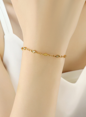 金色复古手链女生款钛钢姐妹链