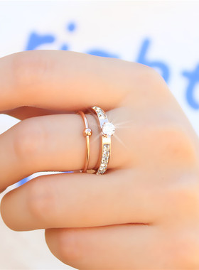 钛钢转运小金珠戒指小细金豆豆潮