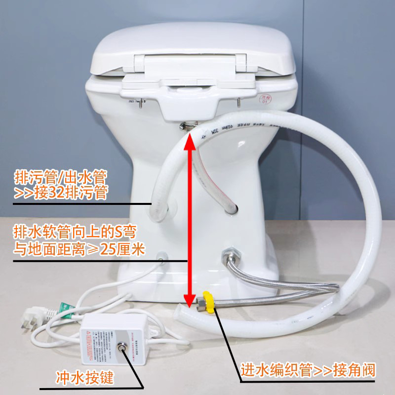 上海益高电动粉碎马桶房车改装地下室出租房小型家用排污泵坐便器 - 图2