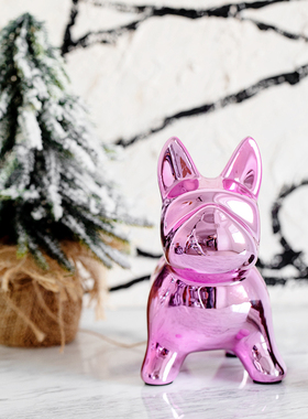 北欧ins陶瓷斗牛犬存钱储蓄罐