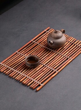 竹排竹编杯托盘茶盘茶道刺身竹排