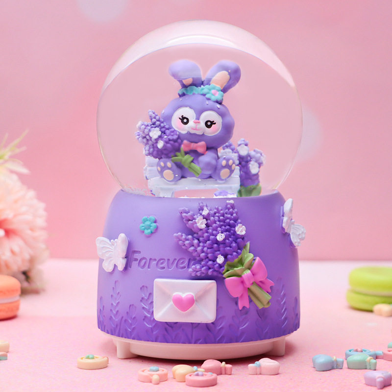 快乐物语哆啦A梦星黛露兔兔彩灯飘雪花水晶球音乐盒儿童生日礼物