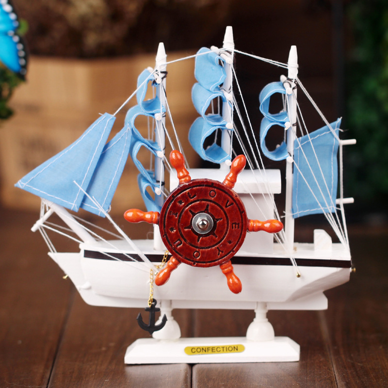 创意旋转风车木质帆船笔筒音乐盒发条八音盒儿童生日教师节礼品 - 图3