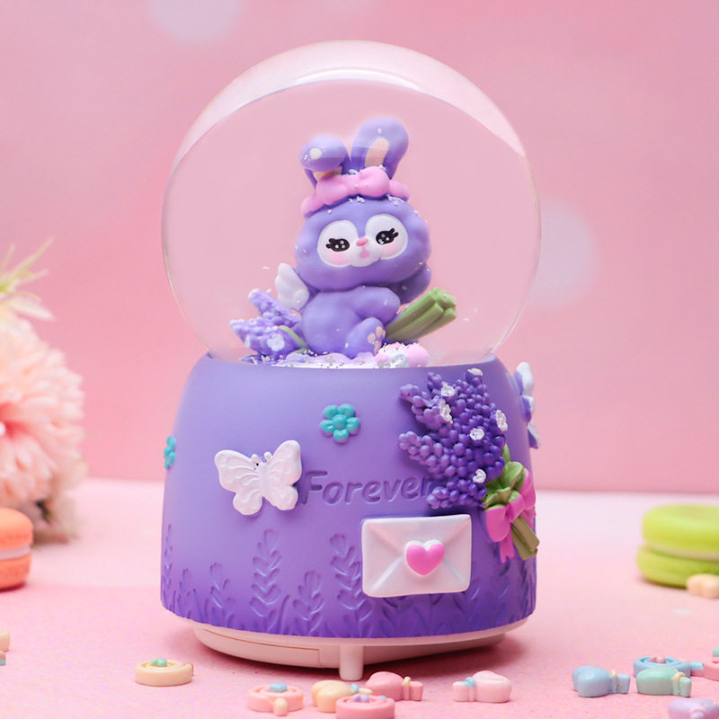 快乐物语哆啦A梦星黛露兔兔彩灯飘雪花水晶球音乐盒儿童生日礼物