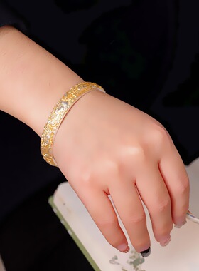 富贵牡丹花足银9999手镯礼物