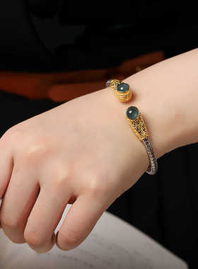 高级感925纯银天然A翡翠手镯气质