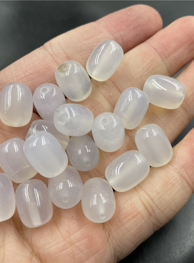 四海玉器 天然正品白玉髓桶珠散珠 白色玛瑙筒珠长珠 散批 特价