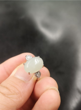 四海玉器925银镶嵌和田可伸缩