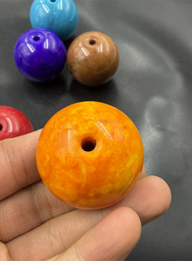 4厘米红色大号圆珠散珠 蓝色黄色珠子 糖玉大珠子 干青圆珠