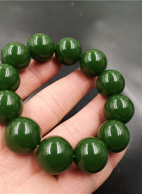 四海玉器外蒙料18毫米碧绿色手链