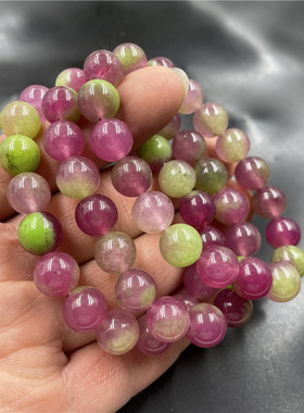 10毫米女款玉手链紫绿色玉石手串