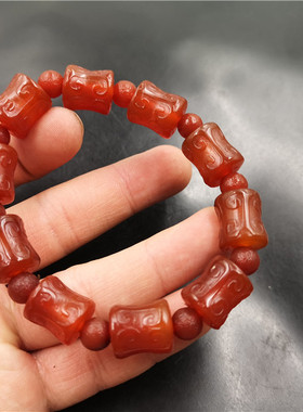 四海玉器天然正品回纹玛瑙桶珠