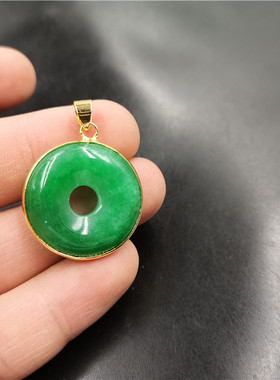 平安扣真空电镀白底青绿色吊坠