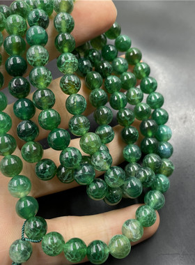 绿色龙纹玛瑙8毫米108颗手链手串