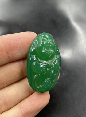 绿色玉髓玛瑙弥勒佛吊坠