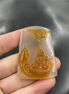 俏黄色玉髓玛瑙牌子弥勒佛