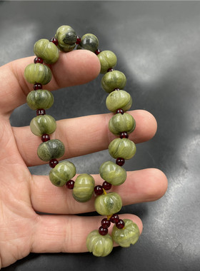 玉器天然绿色金丝玉手链手串