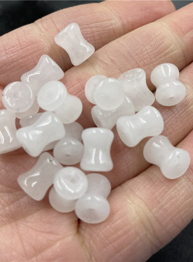 四海玉器 DIY饰品配件新疆白玉金丝玉竹节散珠 白色节节高玉珠子
