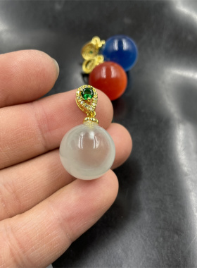 红色猫眼石圆珠吊坠转运珠