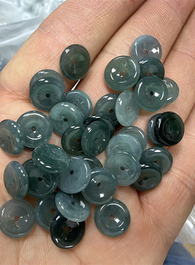 四海玉器 DIY饰品配件10毫米蓝水翠玉平安扣散珠 小号隔珠隔片
