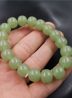 四海草绿色仿玉石算盘珠手链