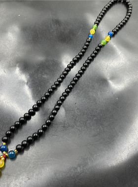 黑色磨砂玛瑙圆珠手链手串