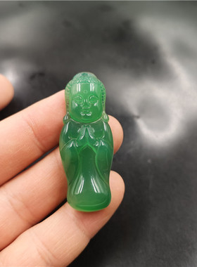 玉器天然挂件翠绿色弥勒佛吊坠