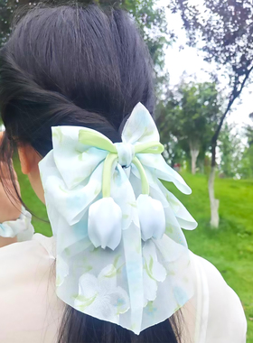小曹手工新款郁金香飘带大蝴蝶结