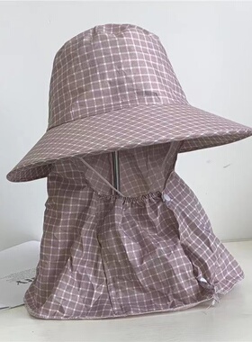 夏季遮脸护脖大檐帽骑车防晒遮阳防紫外线采茶帽子户外田园太阳帽